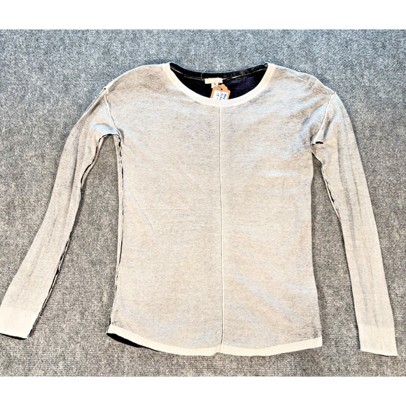 Gap Women’s White Black Reverse Print Seamed Knit Top Sweater Size S - Picture 1 of 9